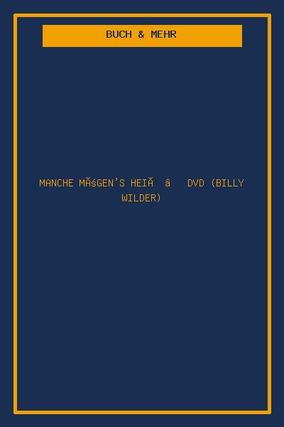 Manche mögen's heiß – DVD (Billy Wilder)